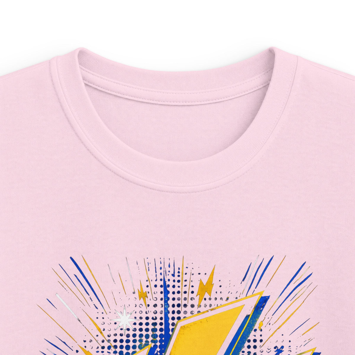 Kids Lightning Bolt Graphic Tee — Yellow Blue Thunderstorm Design