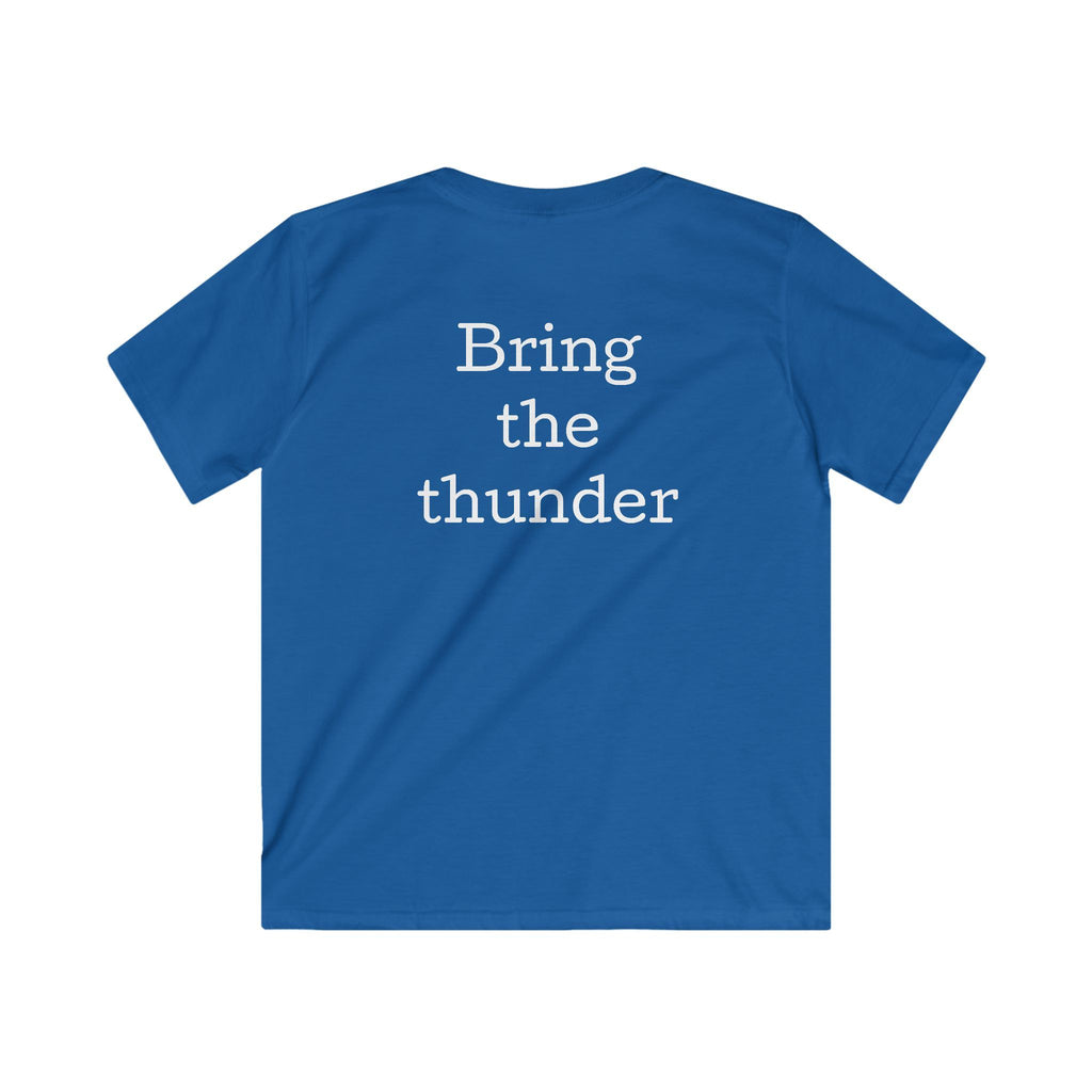 Kids Lightning Bolt Graphic Tee — Yellow Blue Thunderstorm Design