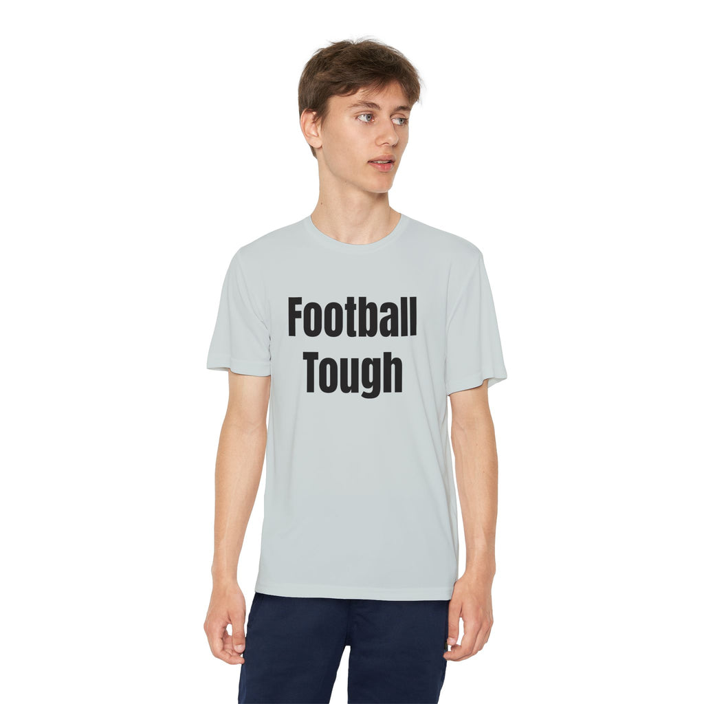 Youth Football Tee – "Football Tough" Dripping Football Back Graphic