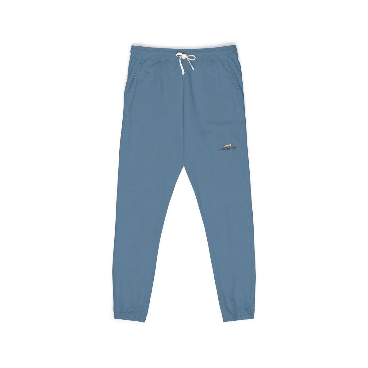 Embroidered Minimal Script Sweatpants — Cream Garment-Dyed Fleece