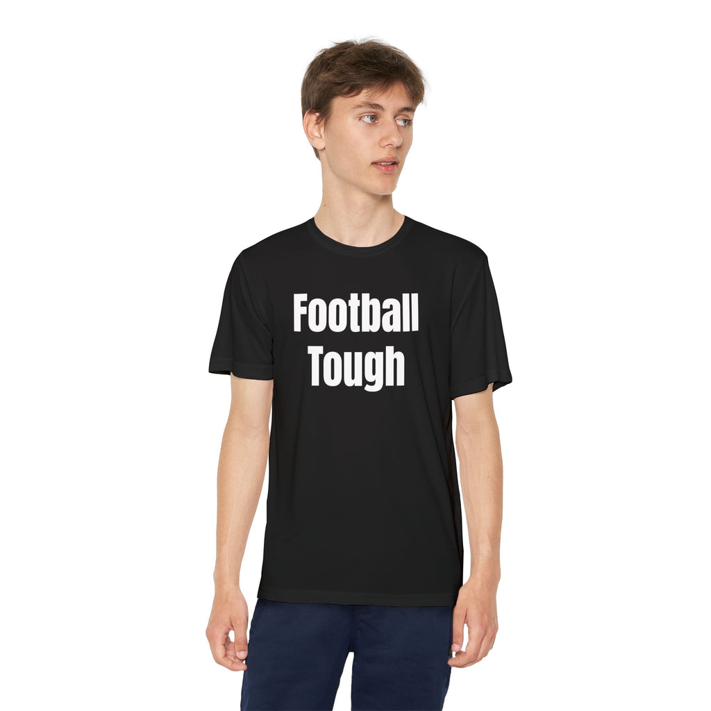 Youth Football Tee – "Football Tough" Dripping Football Back Graphic