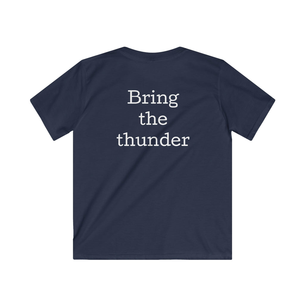 Kids Lightning Bolt Graphic Tee — Yellow Blue Thunderstorm Design