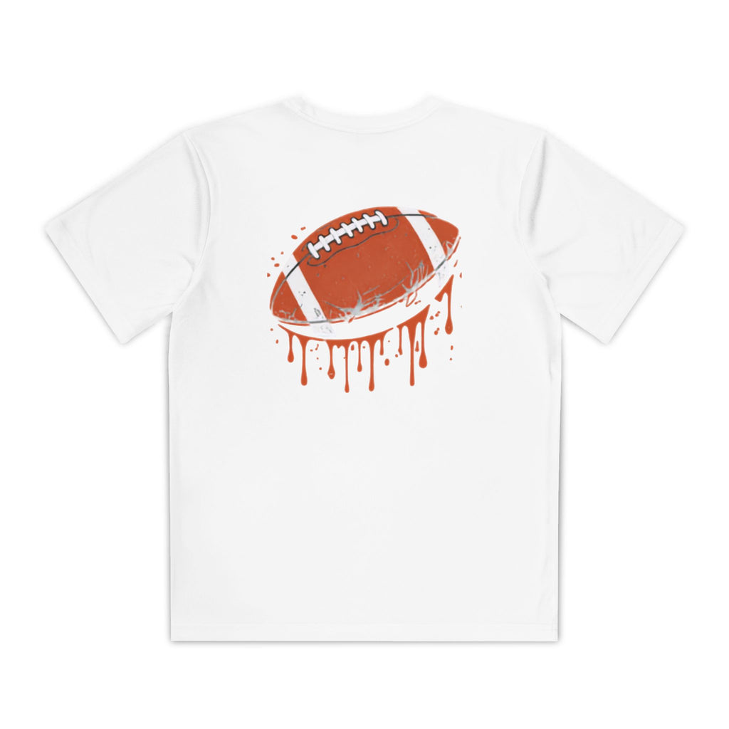 Youth Football Tee – "Football Tough" Dripping Football Back Graphic