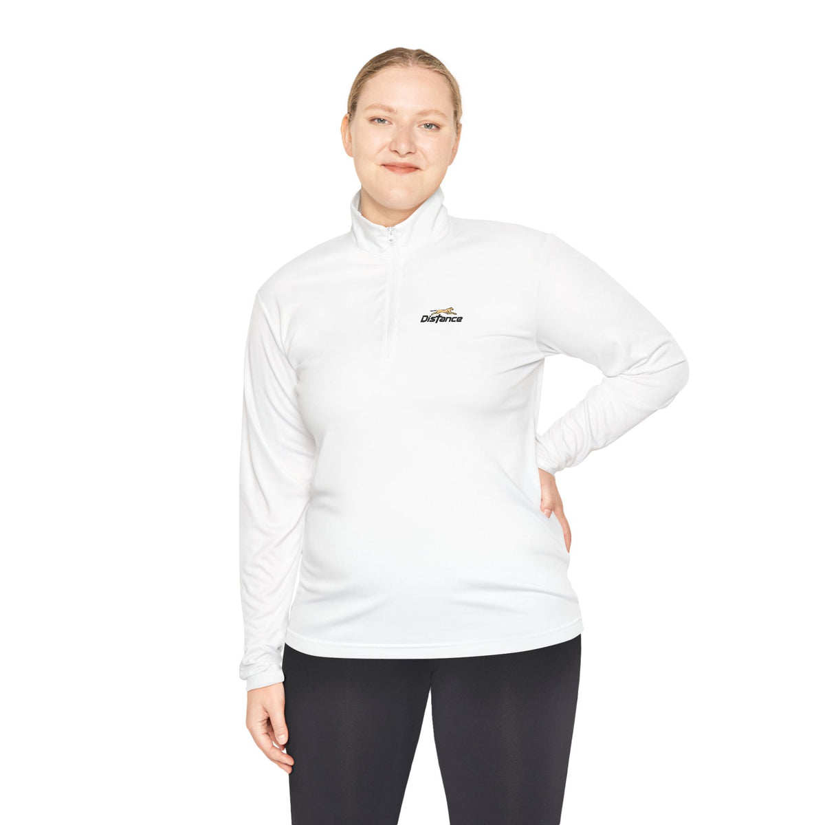 Quarter-Zip Pullover — 'Progress Over Perfection' Embroidered White Pullover