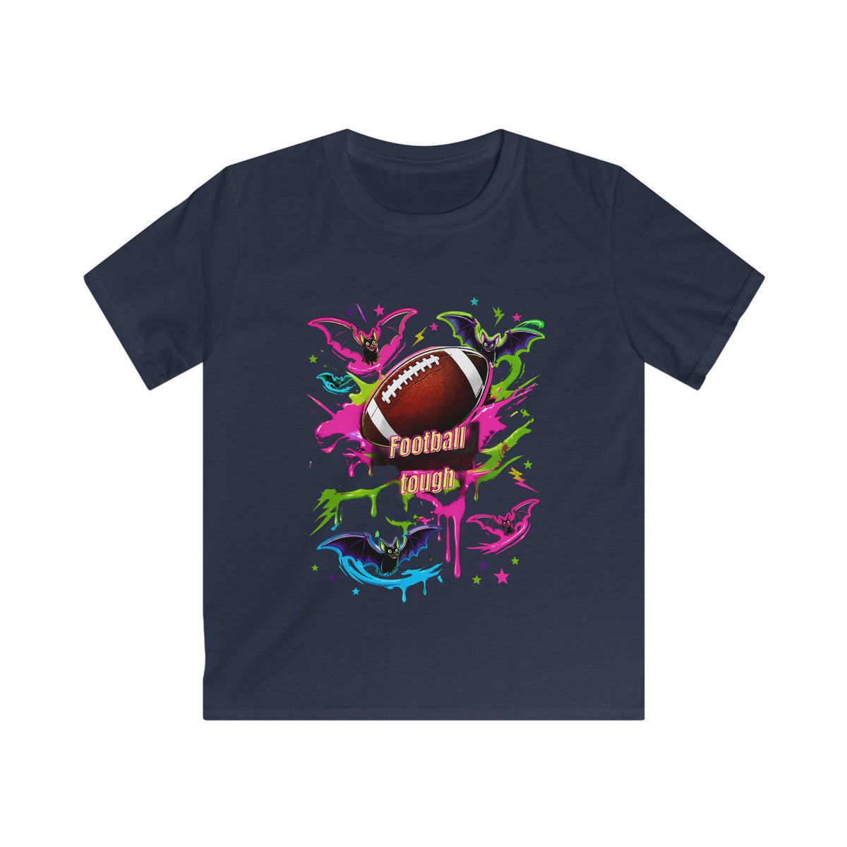 Kids Football Bats — Colorful Splash Grunge Youth Shirt